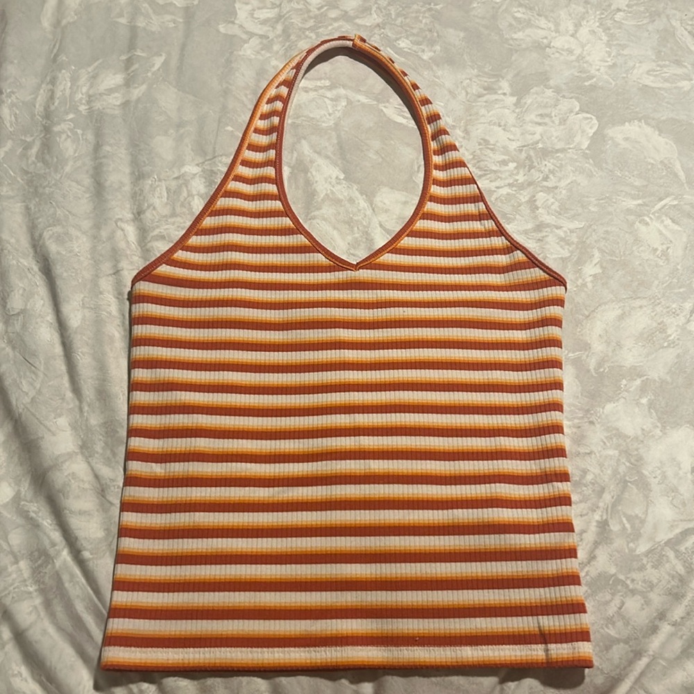 Orange and White Striped American Eagle Holter Top